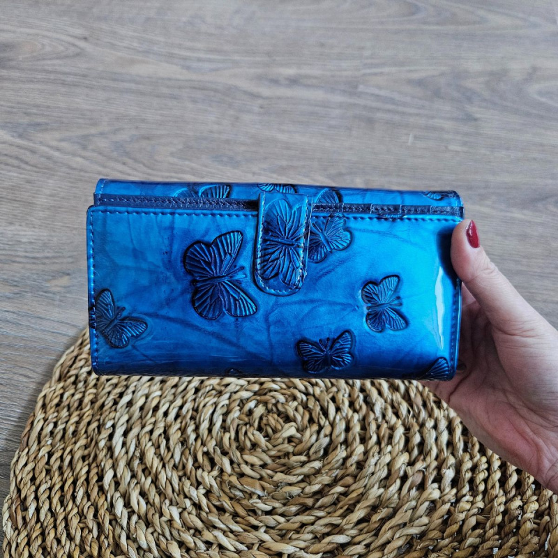 Dámska kožená peňaženka modrá ELSA