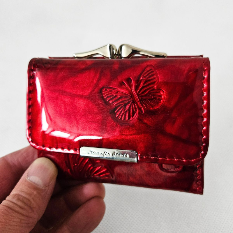 Malá dámska lakovaná kožená peňaženka červená VIVIENNE