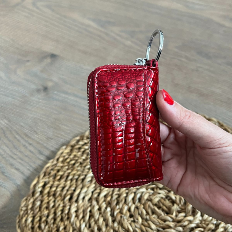 Dámske kožené puzdro na kľúče červené NOX