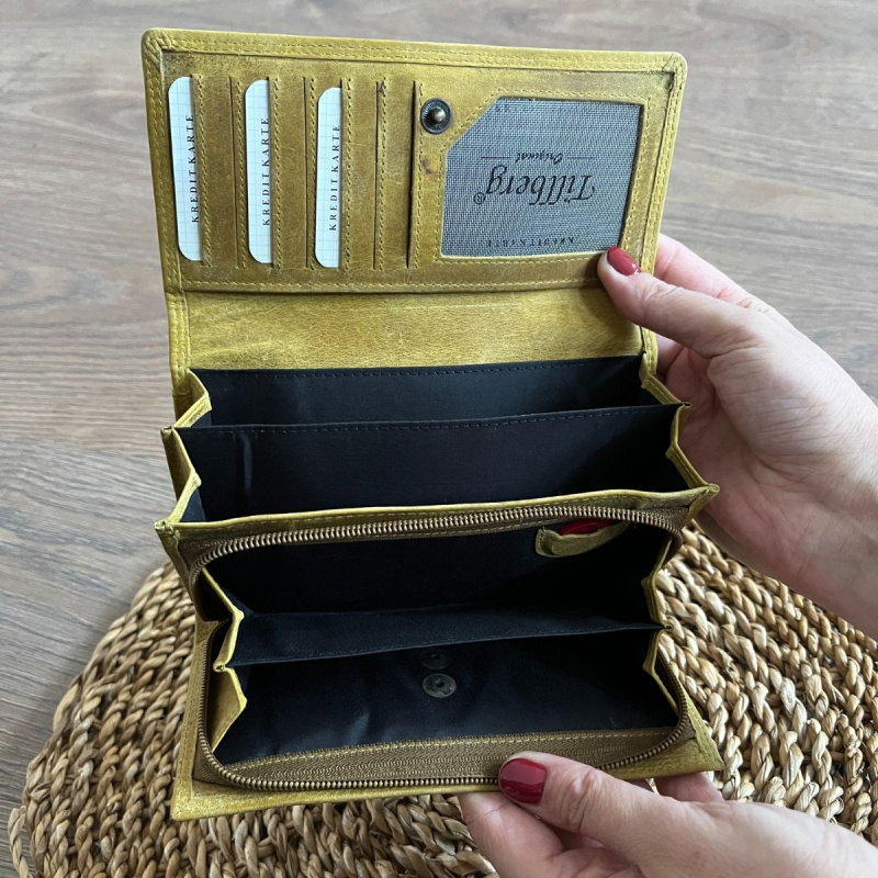 Dámska kožená peňaženka žltá KRISTIN