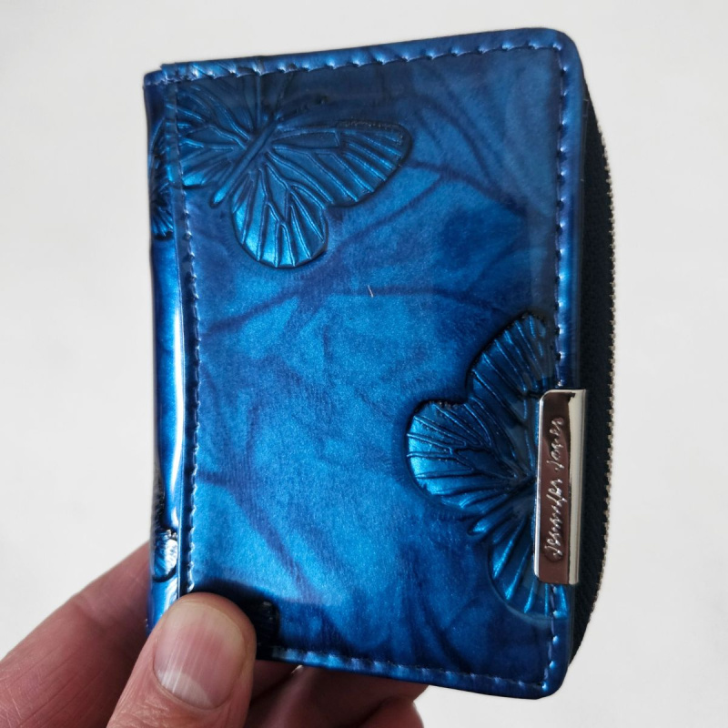 Malá dámska kožená peňaženka modrá SCARLETT