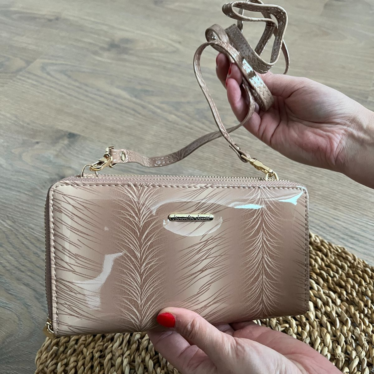 Dámska kožená kabelka-peňaženka béžová KIM