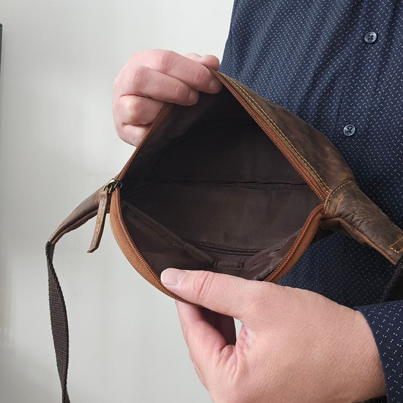 Pánska kožená hnedá vintage ľadvinka Peruzzi