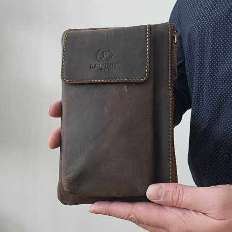 Kožená pánska hnedá príručná taška ODIN