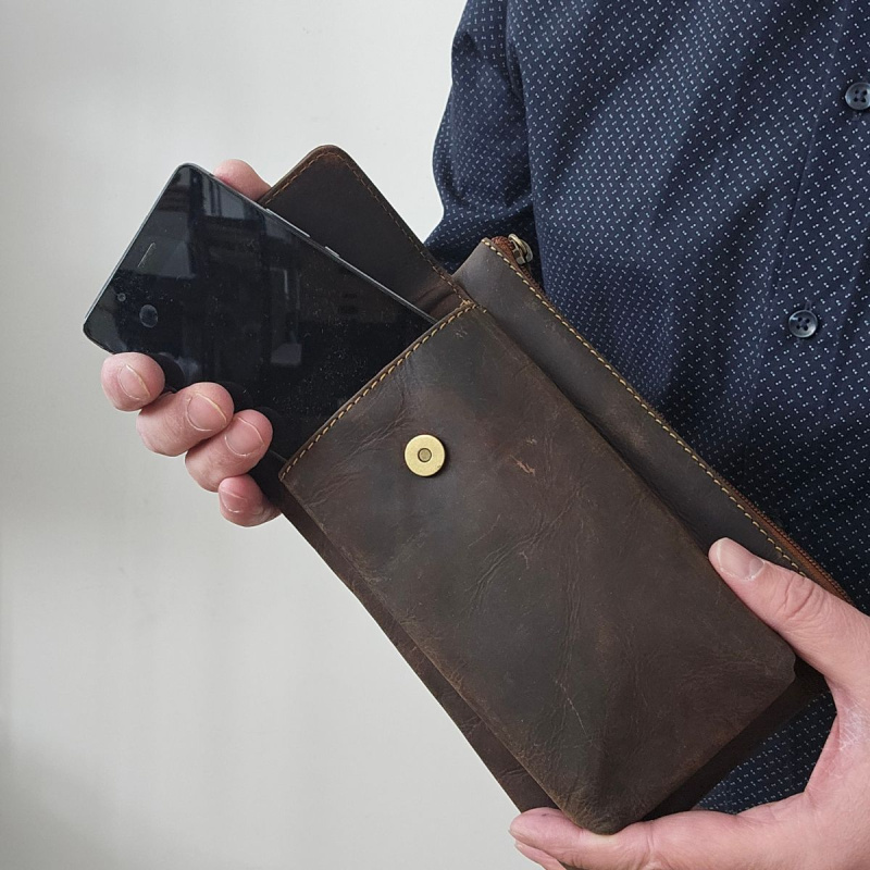 Kožená pánska hnedá príručná taška ODIN