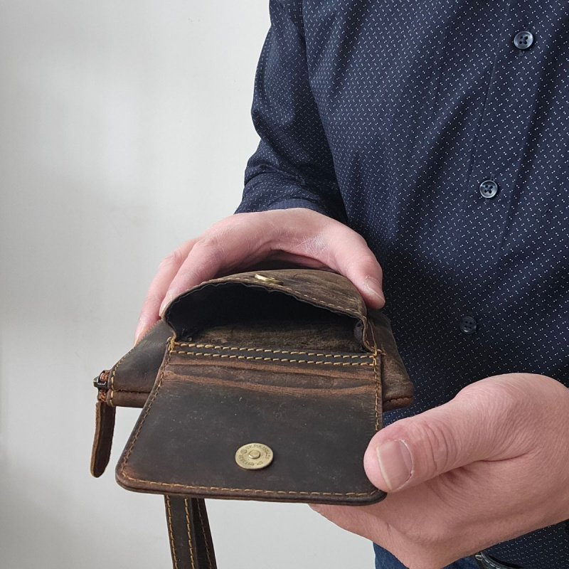 Kožená pánska hnedá príručná taška ODIN