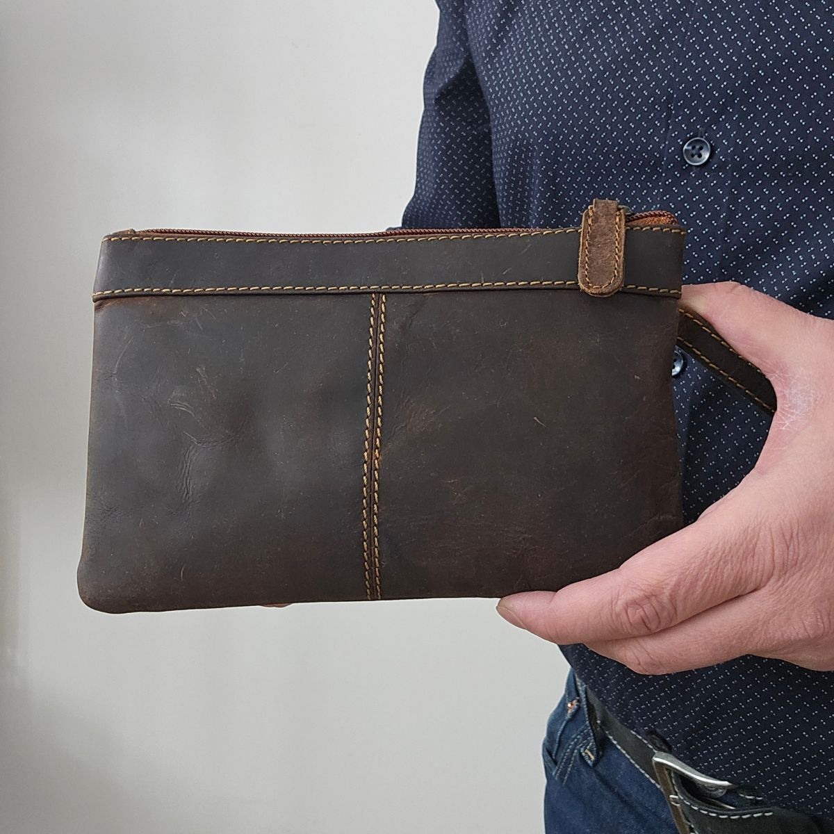 Kožená pánska hnedá príručná taška ODIN