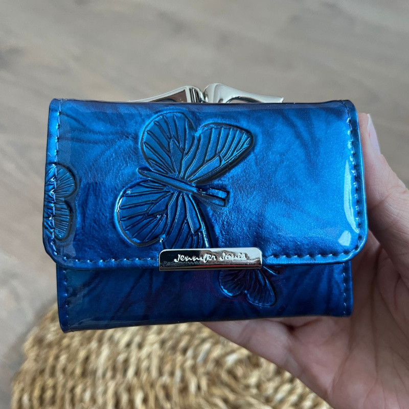 Malá dámska kožená peňaženka modrá VIVIENNE