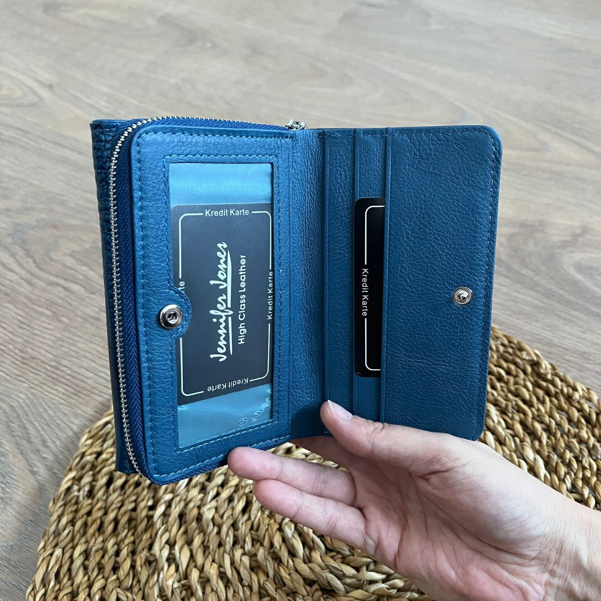 Dámska kožená peňaženka modrá LAURA