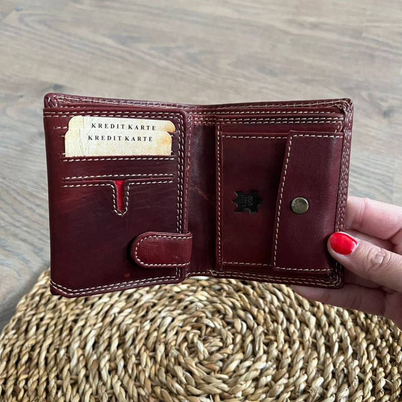 Malá pánska kožená peňaženka červená LENNY