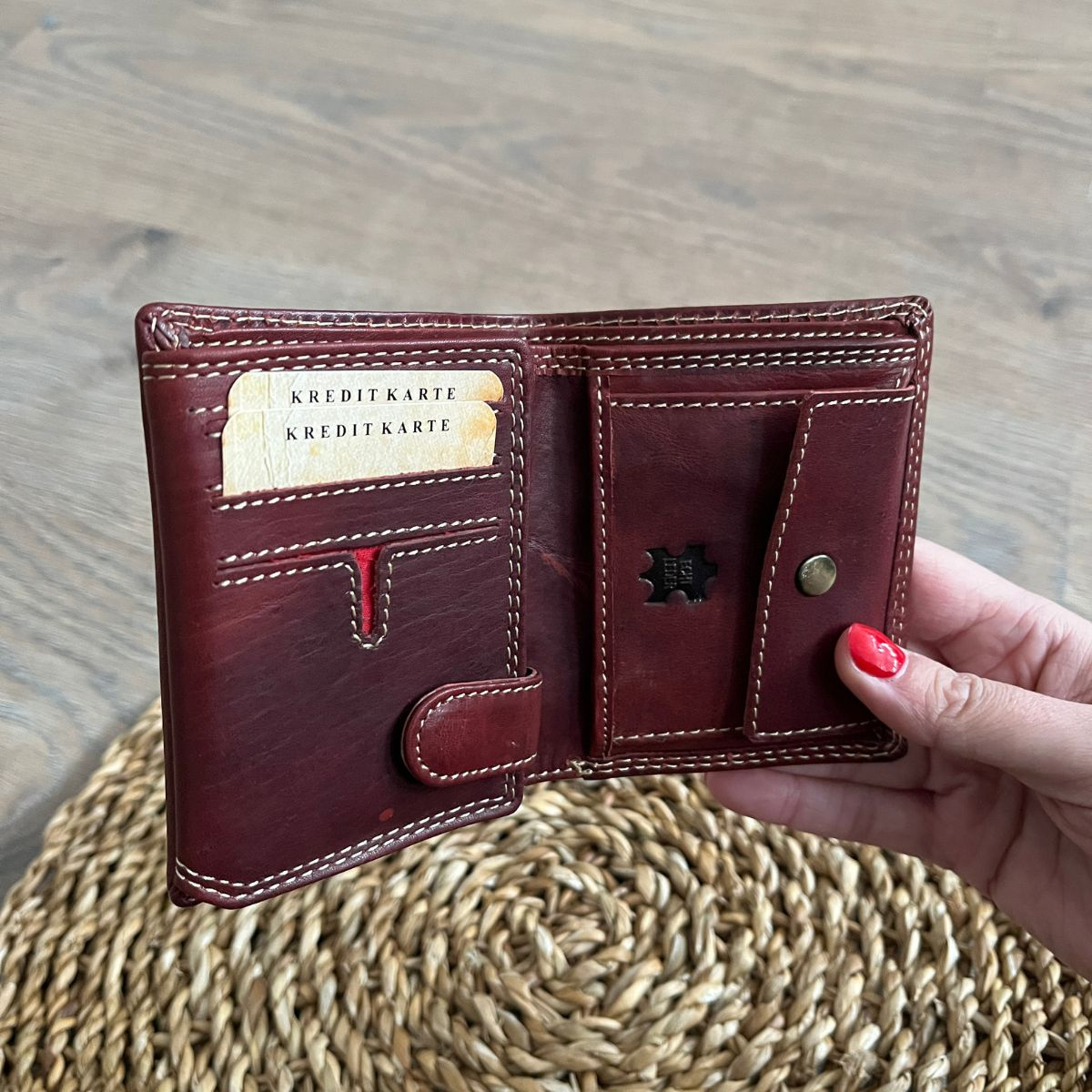 Malá pánska kožená peňaženka červená LENNY