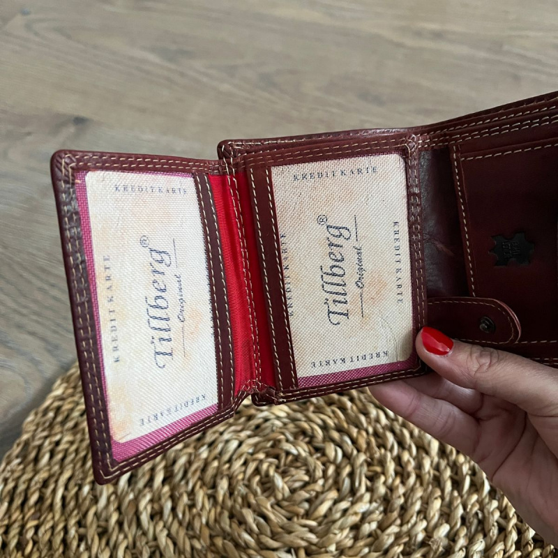 Malá pánska kožená peňaženka červená LENNY