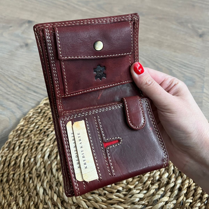 Malá pánska kožená peňaženka červená LENNY