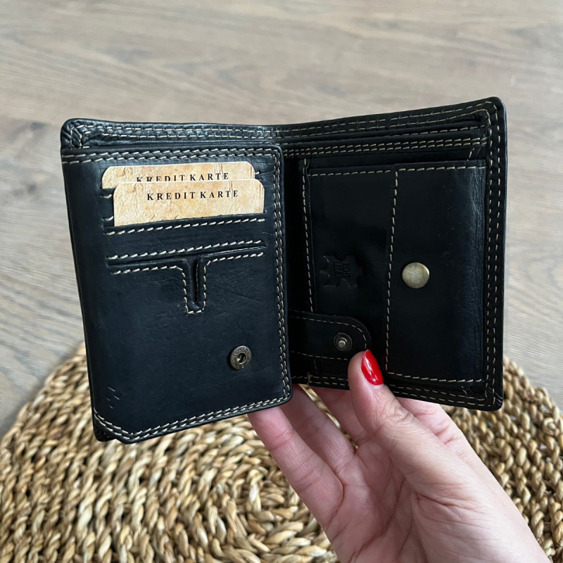 Malá pánska kožená peňaženka čierna LENNY