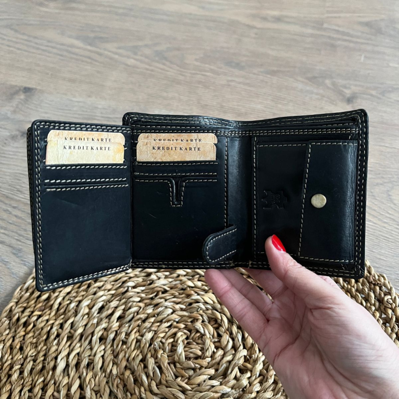 Malá pánska kožená peňaženka čierna LENNY