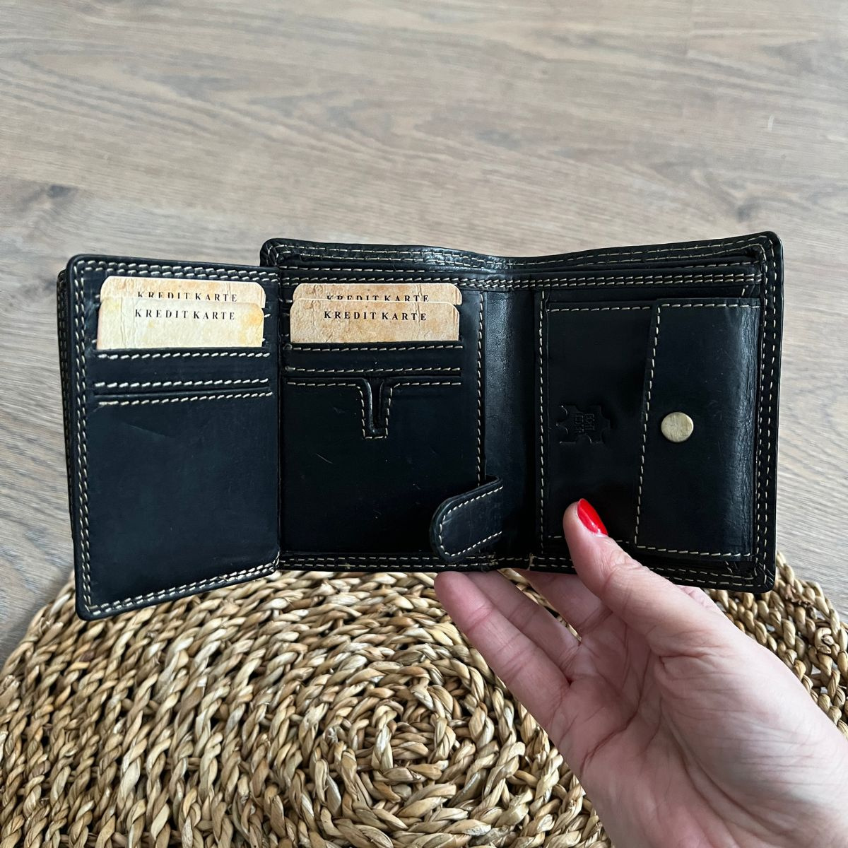 Malá pánska kožená peňaženka čierna LENNY