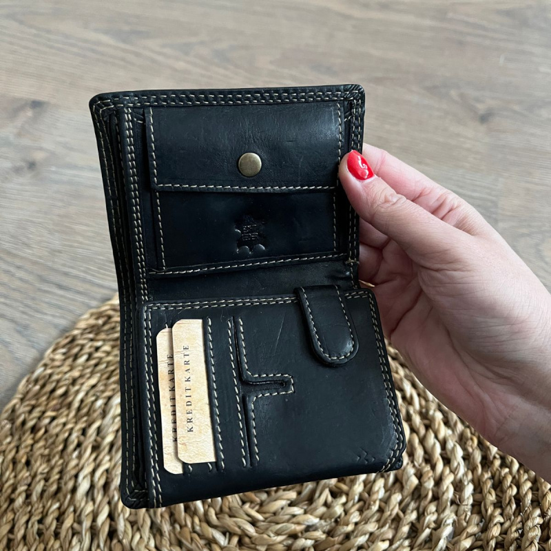 Malá pánska kožená peňaženka čierna LENNY