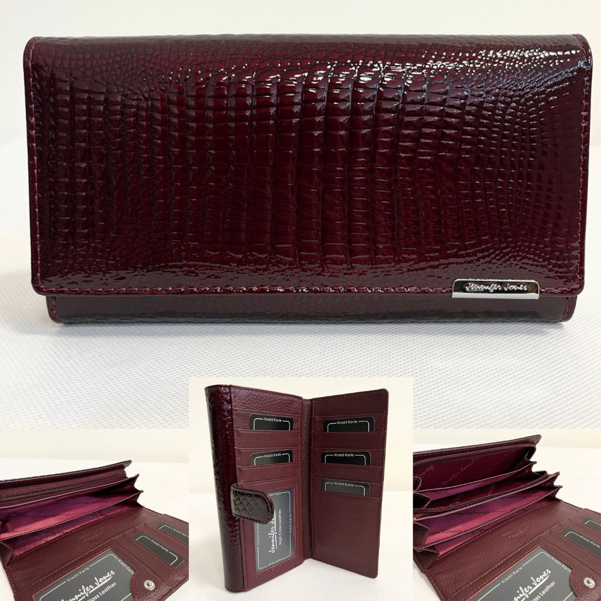 Bordová kožená peňaženka so samostatnou prídavnou sekciou výhradne na karty.