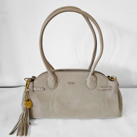 Béžová eko semišová kabelka na rameno COVERI