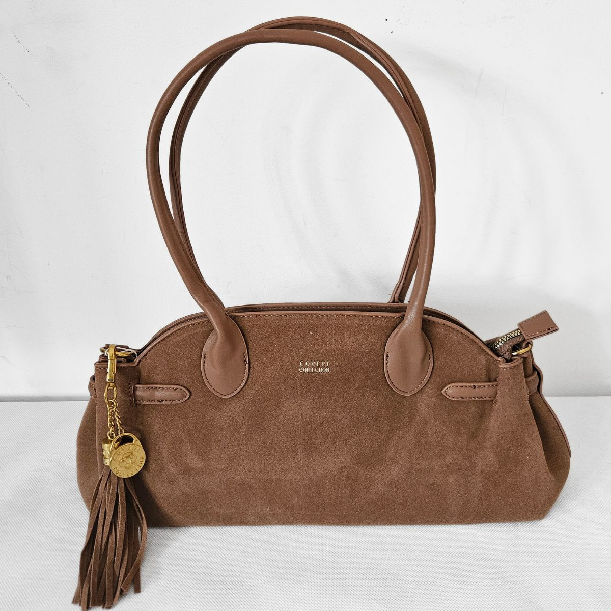 Dámska hnedá kabelka na rameno COVERI
