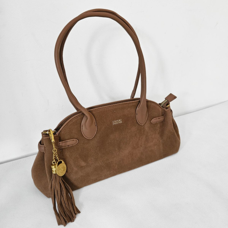 Dámska hnedá kabelka na rameno COVERI