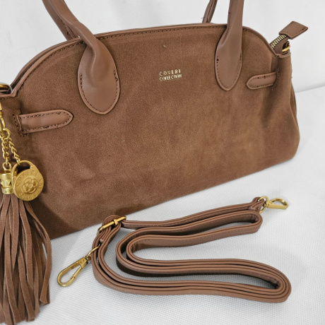 Dámska hnedá kabelka na rameno COVERI