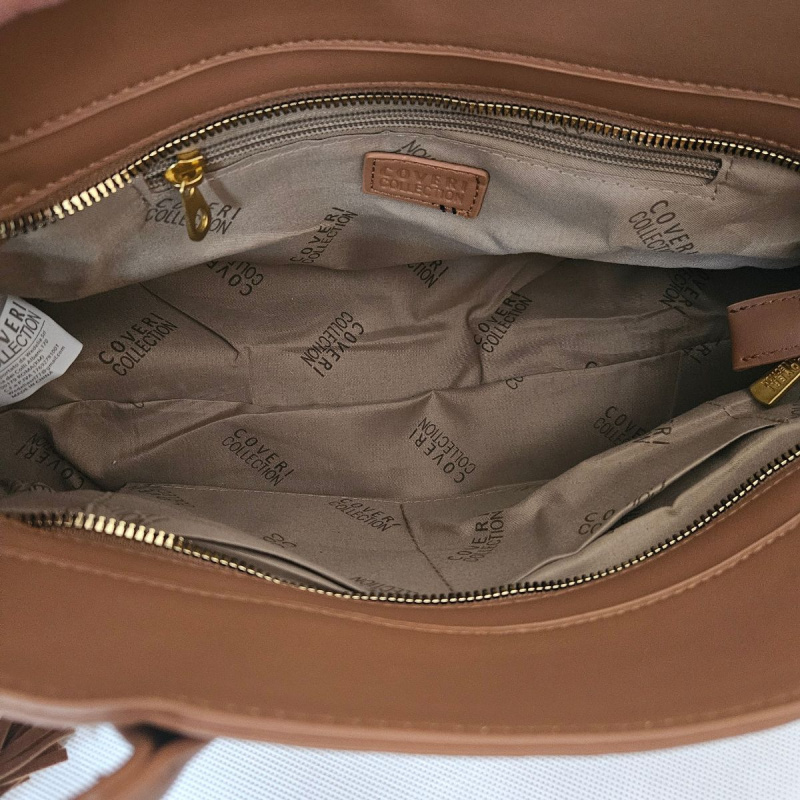 Dámska hnedá kabelka na rameno COVERI