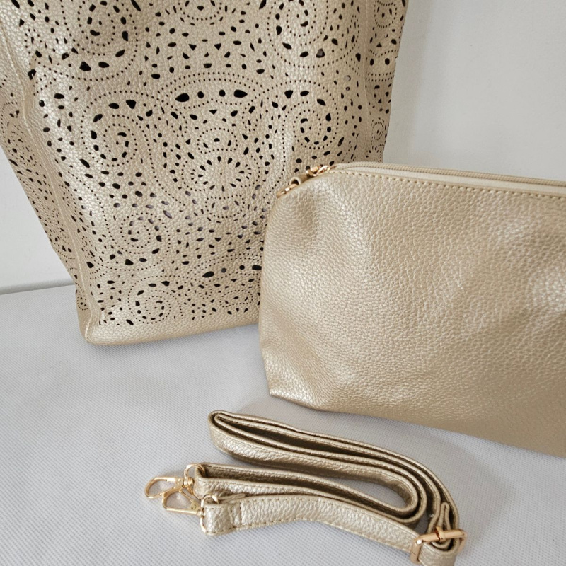 Perforovaná zlatá kabelka OMEGA