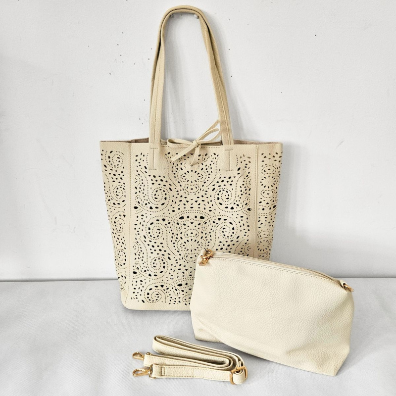 Perforovaná béžová kabelka OMEGA