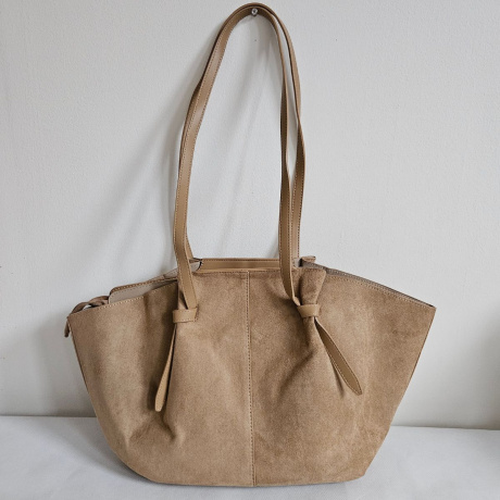 Eko-semišová khaki kabelka na rameno MIRA - priestranná