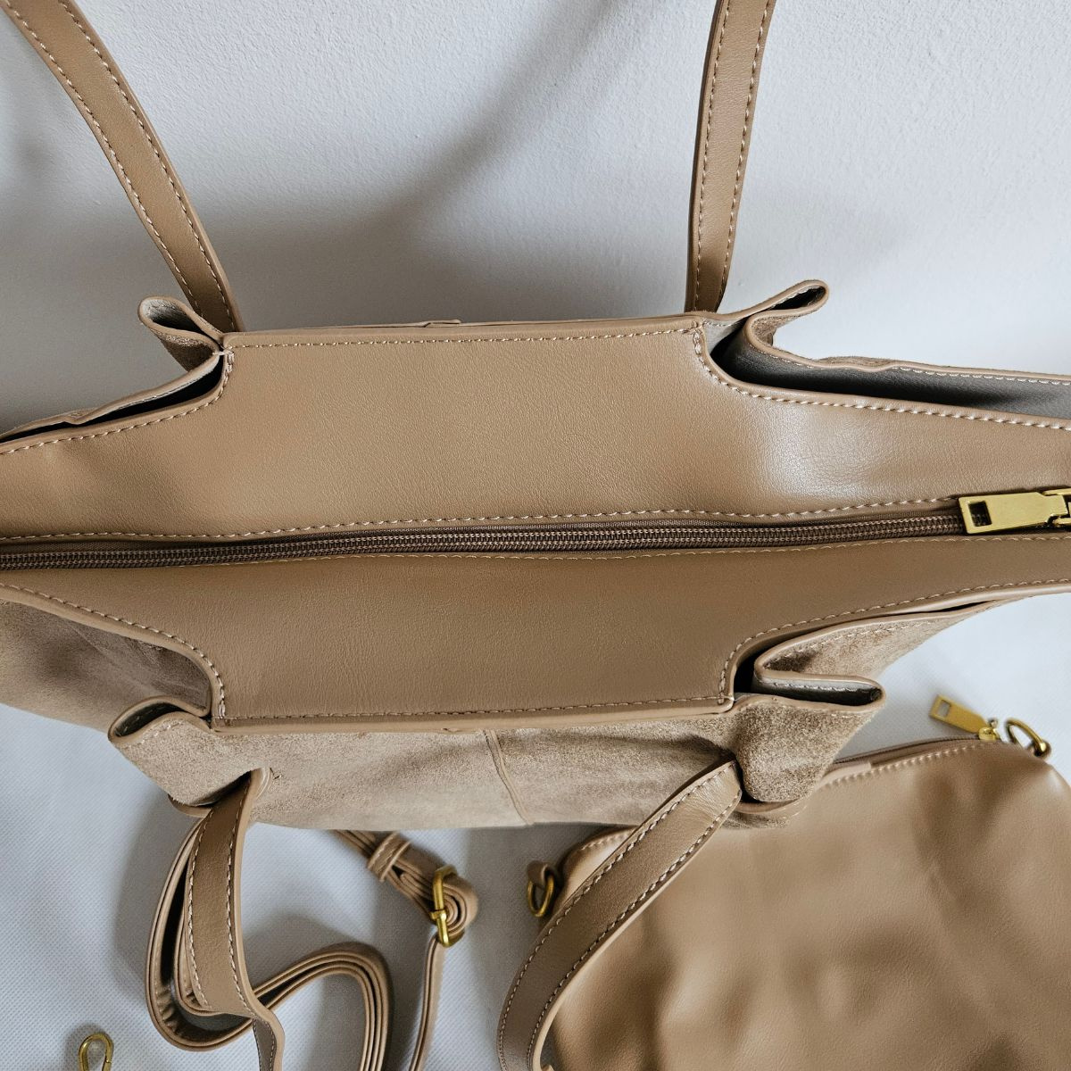 Eko-semišová khaki kabelka na rameno MIRA - priestranná