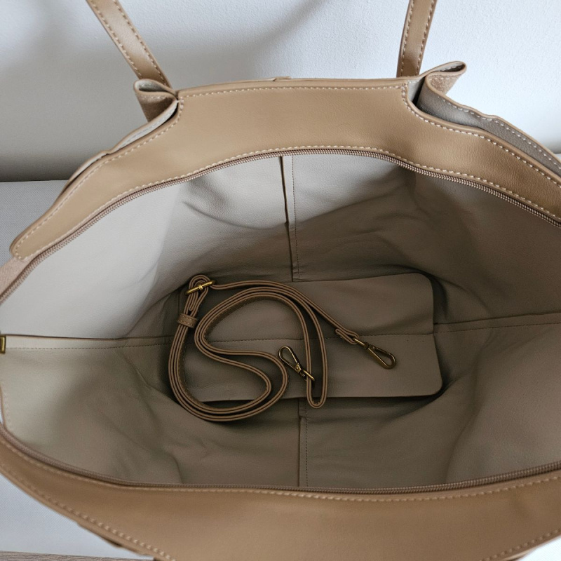 Eko-semišová khaki kabelka na rameno MIRA - priestranná