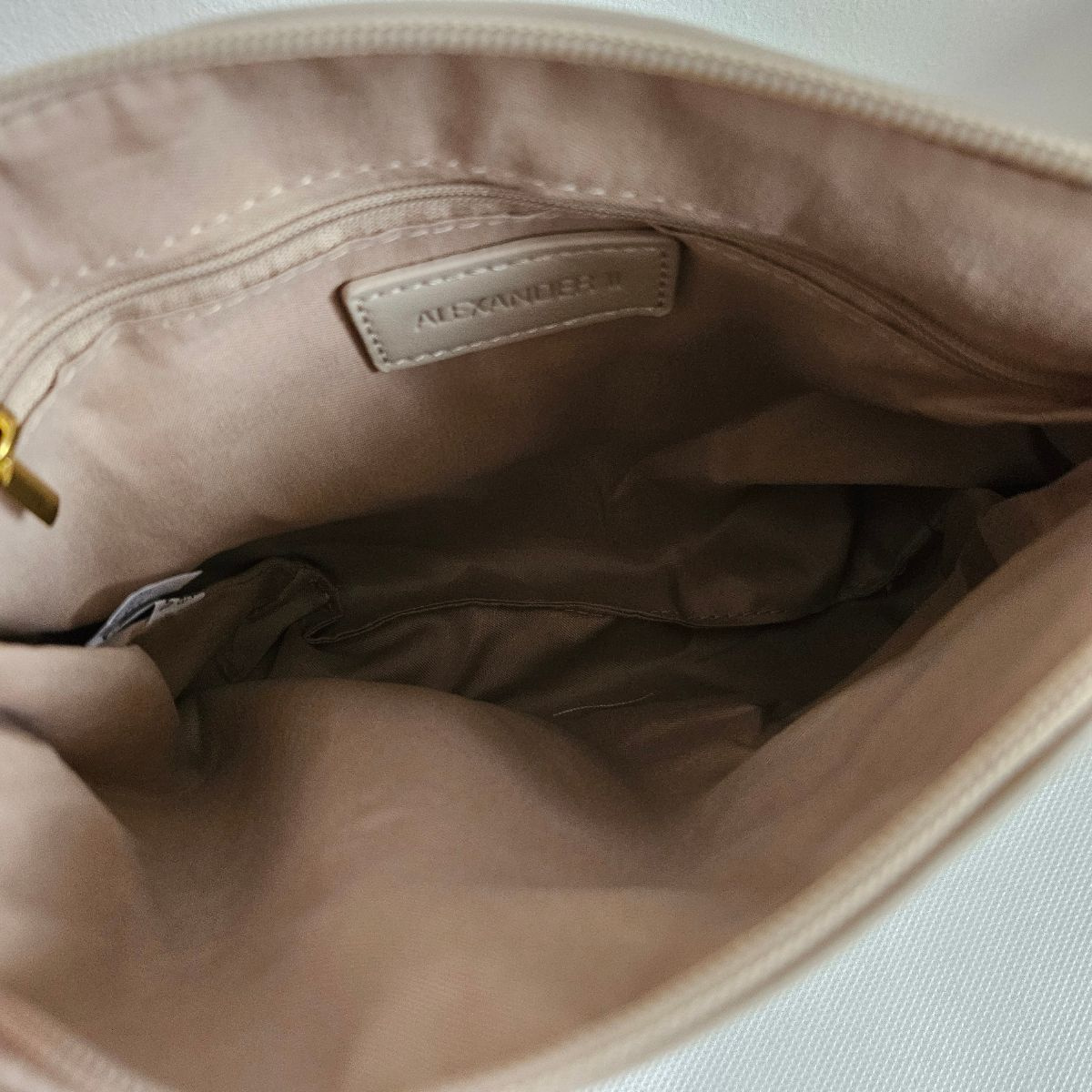 Béžová eko-semišová kabelka na rameno MIRA - priestranná