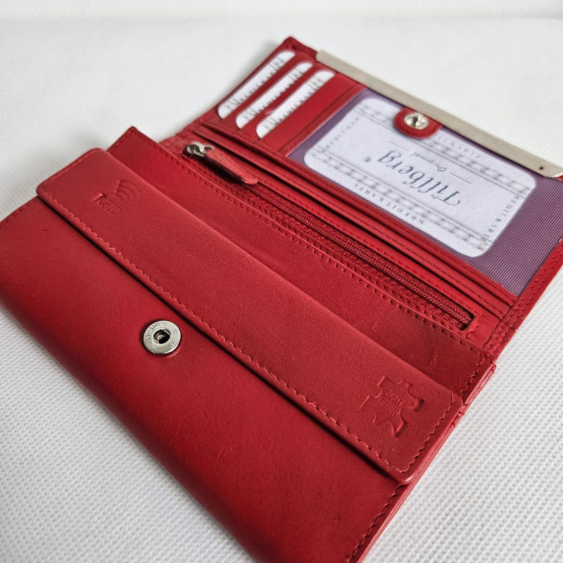 Dámska červená kožená peňaženka SIREN - s RFID ochranou