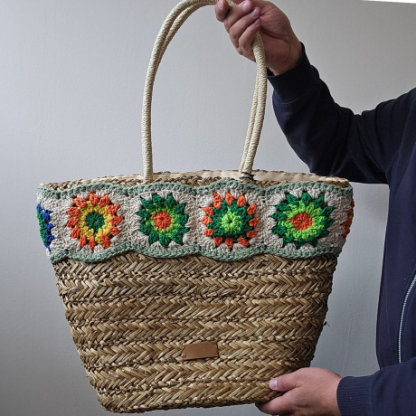 Dámska raffia kabelka na leto KVETINA