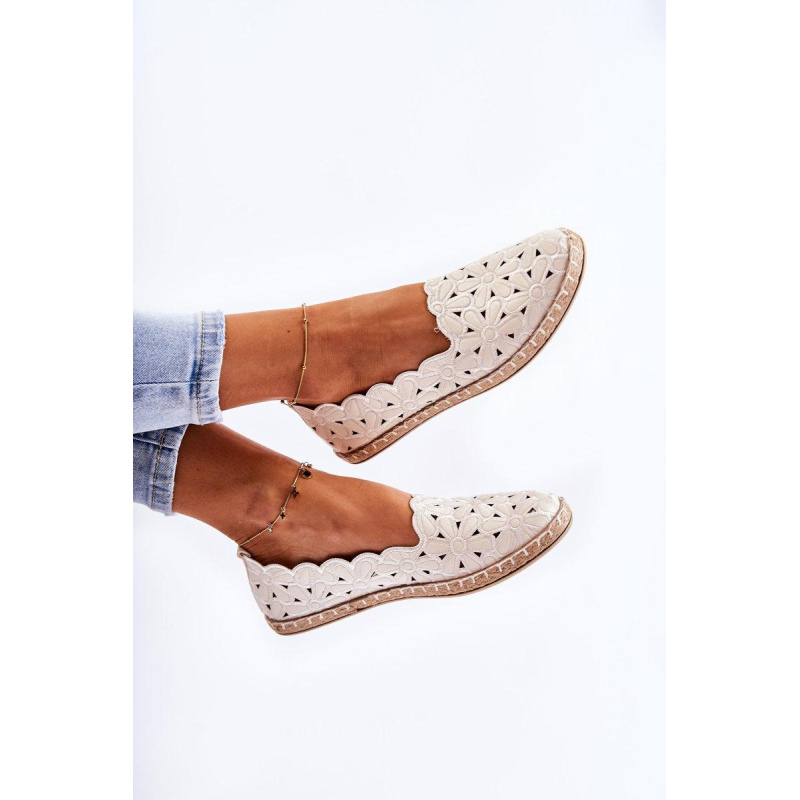 Dámske bielé kvetinové slip-on baleríny Vennice - Biela