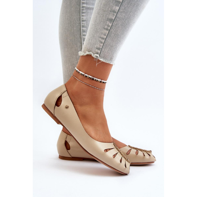 Zazoo 10009 Pohodlné Dámske Kožené Baletky Beige - Béžová