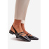 Lakované Baletky S Pásikmi Na Nízkom Opätku Čierne Bialettia - Čierna