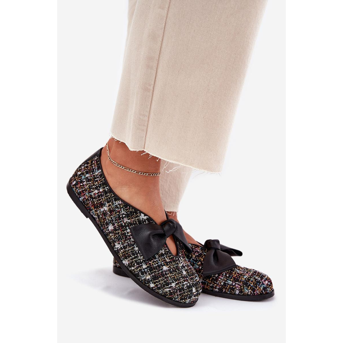 Kožené Baletky S Mašľou Laura Messi 2921 Čierne