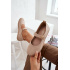 Kožené semišové baleríny Barefoot s remienkom Zazoo 10206 béžové - Béžová
