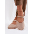 Kožené semišové baleríny Barefoot s remienkom Zazoo 10206 béžové - Béžová