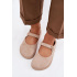 Kožené semišové baleríny Barefoot s remienkom Zazoo 10206 béžové - Béžová