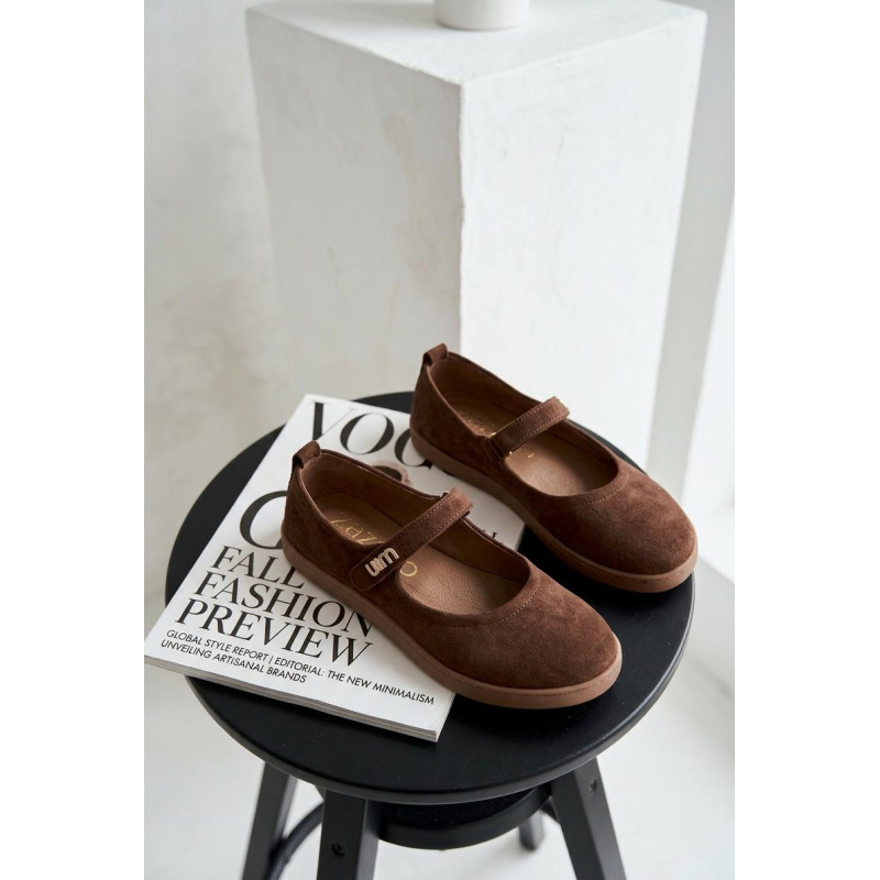 Kožené Semišové Baleríny Barefoot S Pásikom Zazoo 10206 Čokoládové - Odtiene hnedej a béžovej