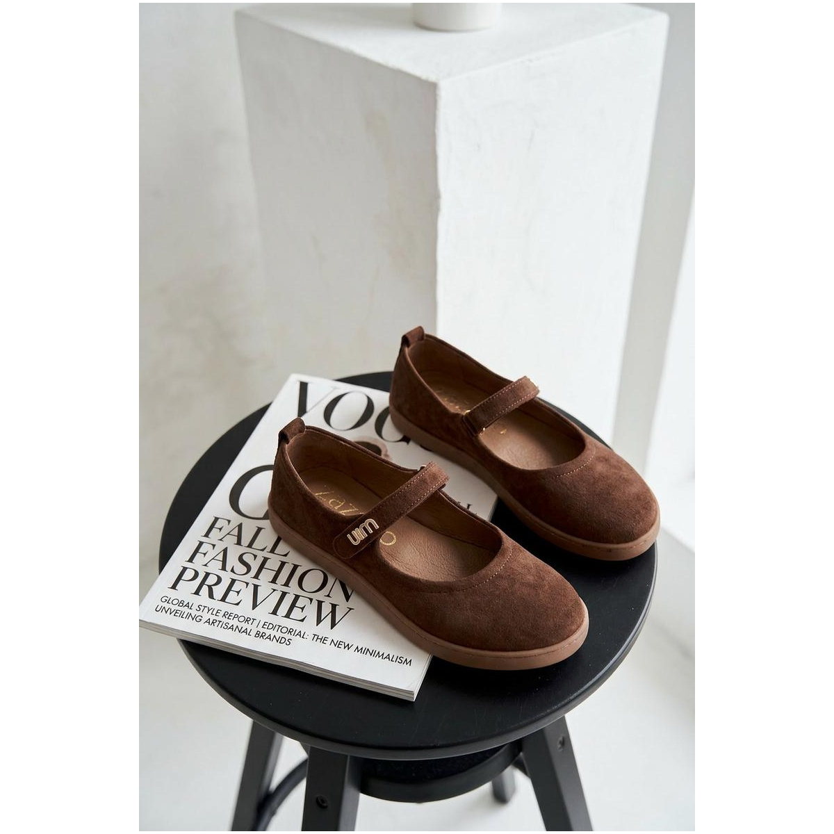 Kožené Semišové Baleríny Barefoot S Pásikom Zazoo 10206 Čokoládové - Odtiene hnedej a béžovej