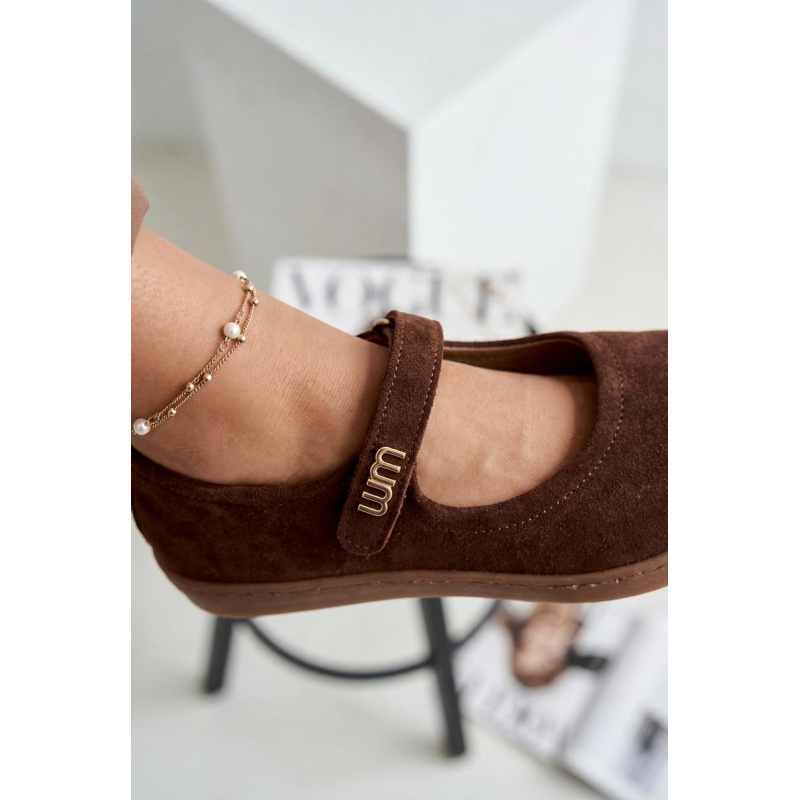 Kožené Semišové Baleríny Barefoot S Pásikom Zazoo 10206 Čokoládové - Odtiene hnedej a béžovej