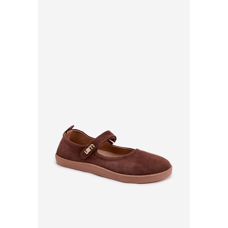 Kožené Semišové Baleríny Barefoot S Pásikom Zazoo 10206 Čokoládové - Odtiene hnedej a béžovej