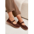 Kožené Semišové Baleríny Barefoot S Pásikom Zazoo 10206 Čokoládové - Odtiene hnedej a béžovej