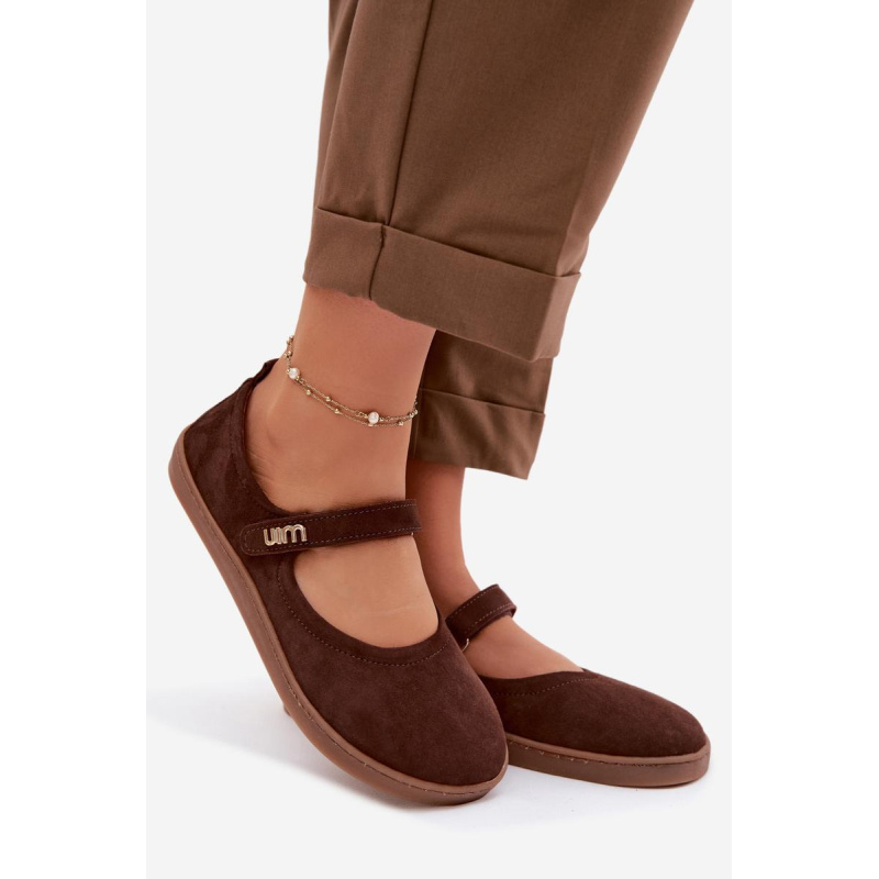 Kožené Semišové Baleríny Barefoot S Pásikom Zazoo 10206 Čokoládové - Odtiene hnedej a béžovej
