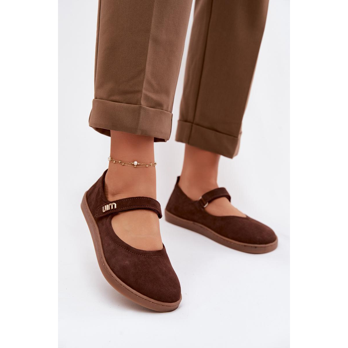 Kožené Semišové Baleríny Barefoot S Pásikom Zazoo 10206 Čokoládové - Odtiene hnedej a béžovej
