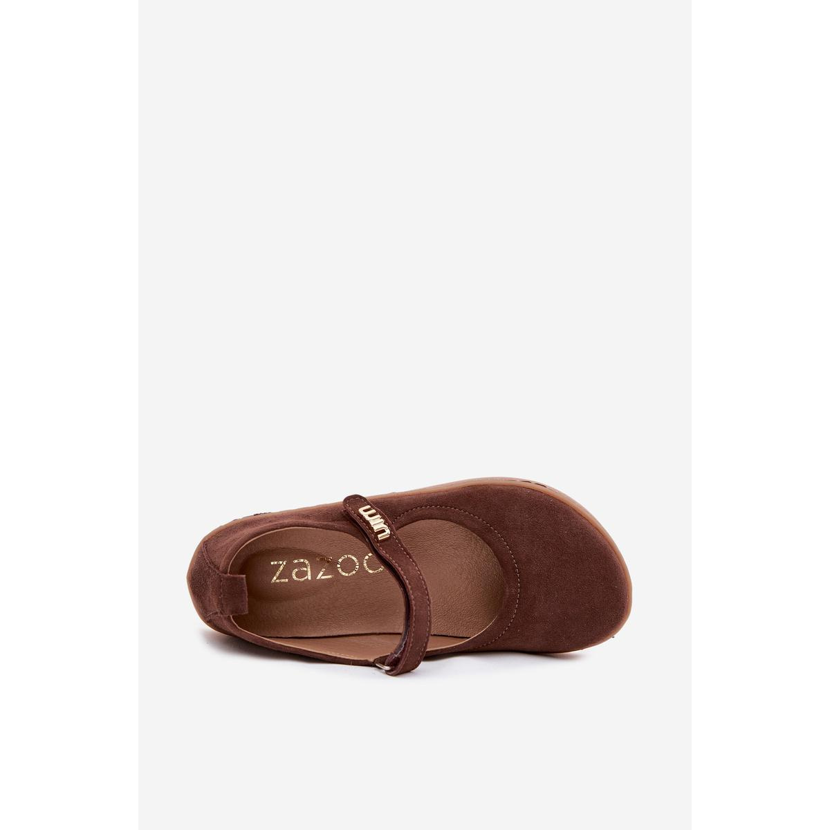 Kožené Semišové Baleríny Barefoot S Pásikom Zazoo 10206 Čokoládové - Odtiene hnedej a béžovej